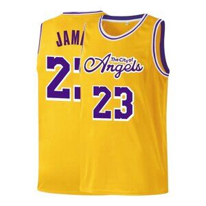 Los Angeles Lakers LeBron James #23 Stitched Basketball Jersey GOLD Men's
